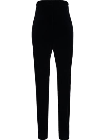Saint Laurent Black Stretch Velvet Leggings