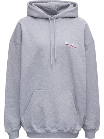 Balenciaga Grey Cotton Hoodie With Logo