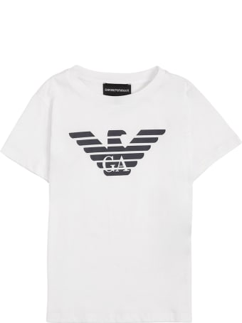 Emporio Armani White Cotton T-shirt With Logo Print
