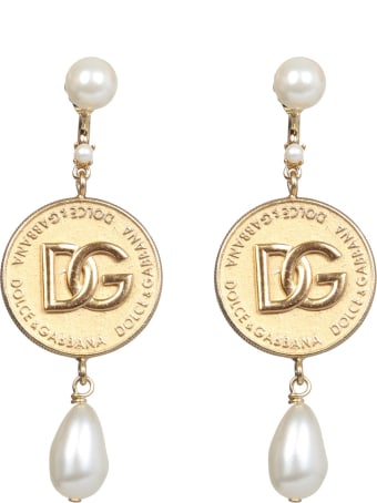 Dolce & Gabbana Coin, Logo And Pearl Earrings