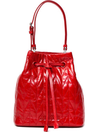 Miu Miu Red Quilted Leather Bucket Bag