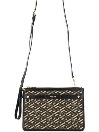 Versace La Greca Signature Pouch With Shoulder Strap