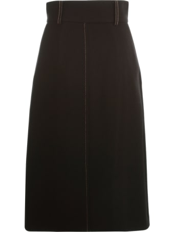 Mantù Long Straight Skirt W/double Buttons
