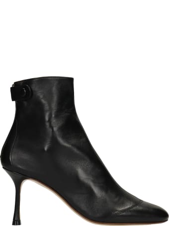 Francesco Russo High Heels Ankle Boots In Black Leather