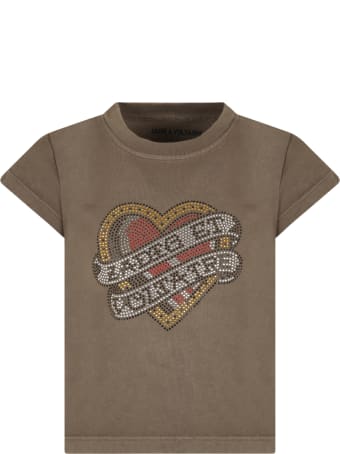 Zadig & Voltaire Green T-shirt For Girl With Logo