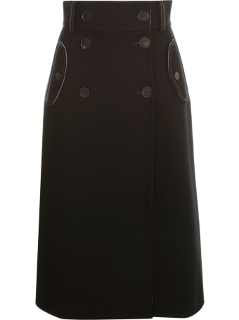 Mantù Long Straight Skirt W/double Buttons