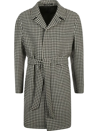 Tagliatore Tie-waist Houndstooth Check Coat
