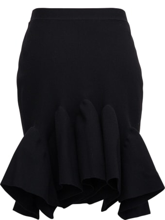 Bottega Veneta Black Wool Skirt With Back Flounce Detail