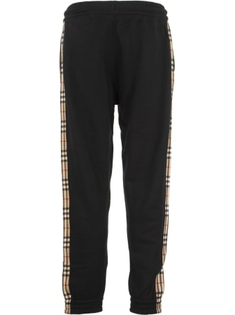 Burberry Checkford - Cotton Jogging Trousers With Vintage Check Inserts