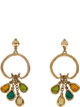 Alberta Ferretti Metal Earrings With Multicolor Crystals