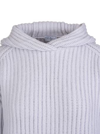 Fedeli Woman Hooded Sweater In Ice Ribbed Cashmere
