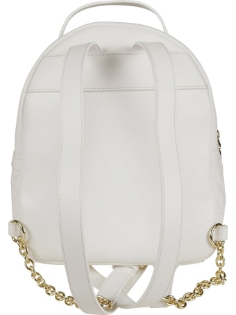 Love Moschino Logo Plaque Quilted Chain Backpack