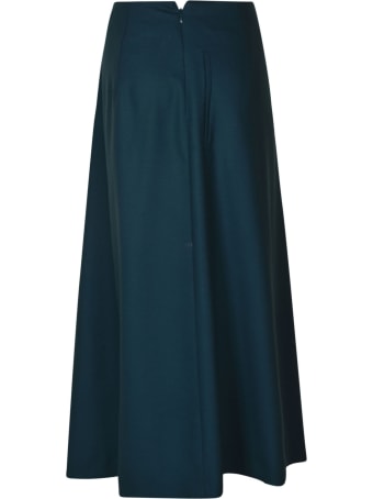 Alberta Ferretti Rear Zip Belted Pleated Skirt
