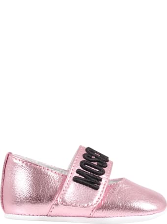 Moschino Pink Ballerina Flats For Babygirl