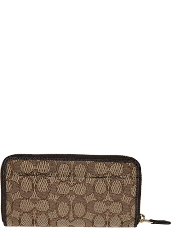 Coach Logo Plaque Zip Around Wallet