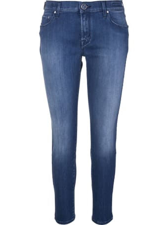 Jacob Cohen Dark Blue Kimberly Crop Skinny Jeans With Delave' Effect