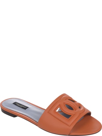 Dolce & Gabbana Embossed Logo Flat Sandals