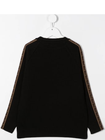 Fendi Black Wool Sweater With Ff Side Bands