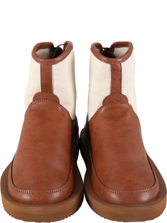 SUICOKE Brown Boots For Kids With Logo