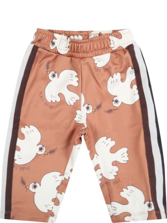 Mini Rodini Brown Trouser For Baby Girl With Doves