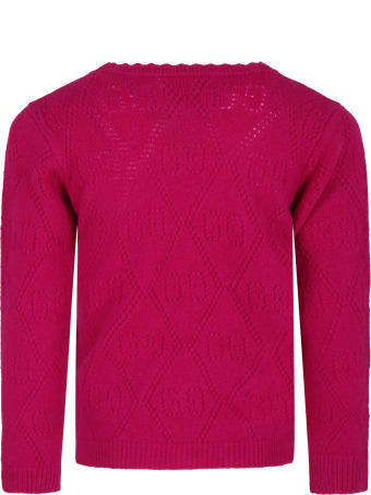 Gucci Fuchsia Sweater For Girl With Double Gg
