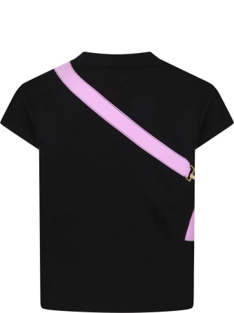 Fendi Black T-shirt For Girl With Purple Bag