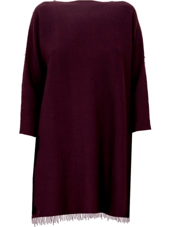 Archiviob Basics Crew Neck L/s Dress W/fringes On Bottom