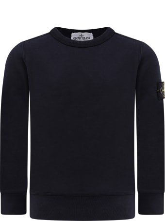 Stone Island Junior Blue Sweatshirt For Boy With Iconic Compass