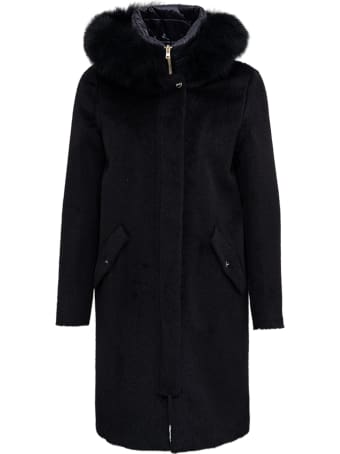 Herno Long Wool And Nylon Hooded Coat