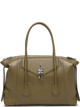Givenchy Antigona Soft Lock Handbag In Black Leather