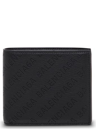 Balenciaga Black Leather Wallet With Logo
