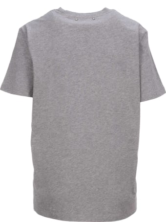 Golden Goose Gray Melange Journey Collection T-shirt With Floral Bouquet And Scotch Tape Print