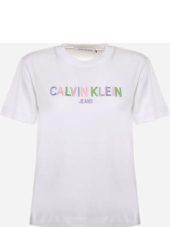 Calvin Klein Cotton T-shirt With Multicolored Logo Calvin Klein