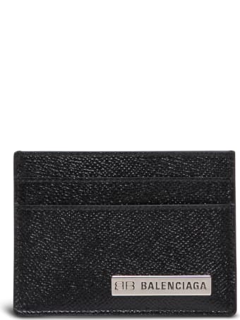 Balenciaga Black Leather Card Holder With Logo