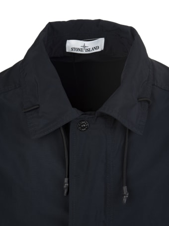 Stone Island Navy Blue Logo-patch Sleeve Jacket