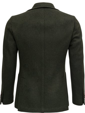 doppiaa Double-breasted Green Wool Twill Jacket