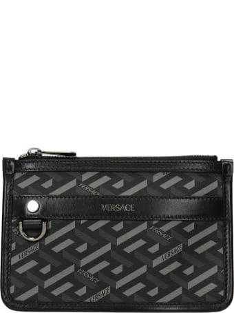 Versace Clutch In Black Polyuretan