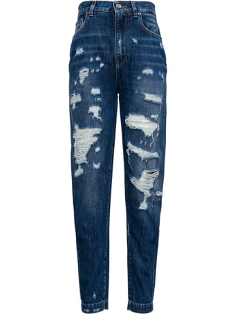 Dolce & Gabbana High Waist Jeans With Ripped Details