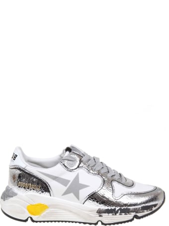 Golden Goose Sneakers Running Sole In Silver Laminate