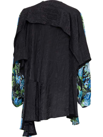 Balenciaga Wrap Baby Doll Floral Silk Twill Dress