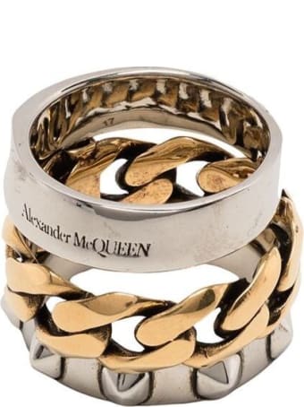 Alexander McQueen Punk Gold And Silver Colored Brass Ring