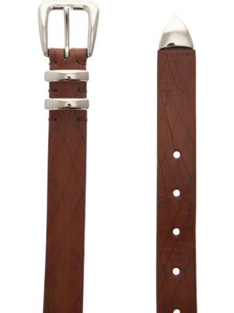 Brunello Cucinelli Leather Scratched Belt With Tip