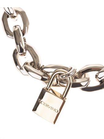 Ermanno Scervino Chain Necklace With Logoed Padlocks