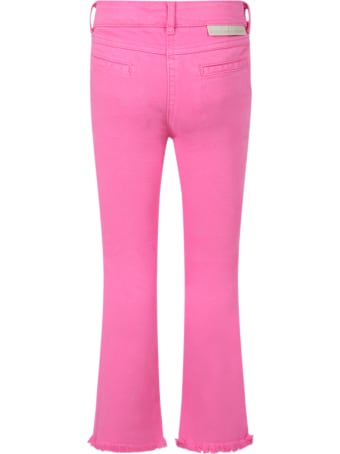 Stella McCartney Kids Fuchsia Jeans For Girl With Patch Logo