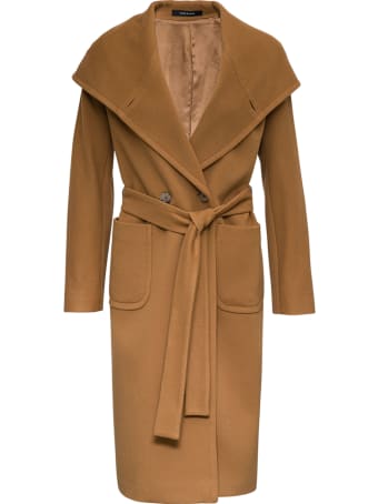 Tagliatore Daisy Brown Long Coat In Wool Blend