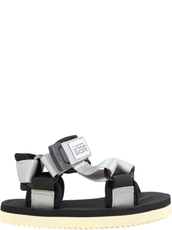 SUICOKE Gray "depa" Sandals For Kids With Logo