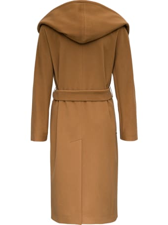 Tagliatore Daisy Brown Long Coat In Wool Blend