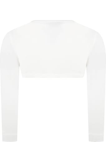 Monnalisa Ivory Cardigan For Girl With Logo