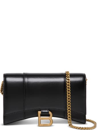 Balenciaga Hour Wallet W/chainin Shiny Box Calf Ag