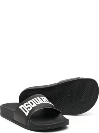 Dsquared2 Black D2kids Boxer Logo Slippers